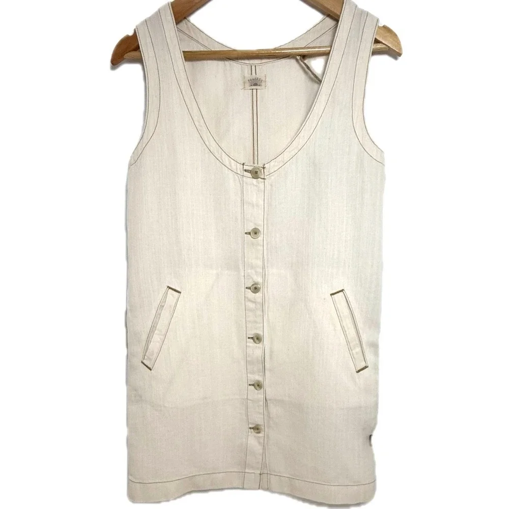 Faherty Linen Denim Malibu Mini Dress XS NWT Organic Cotton Coastal Shift